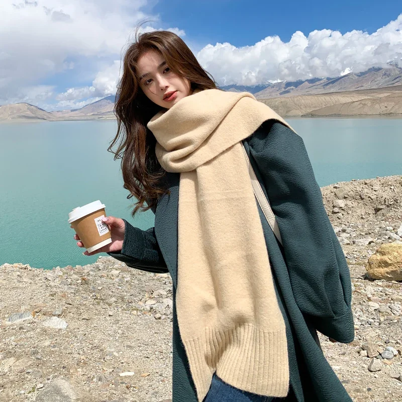 أحدث وشاح عيد الميلاد للسيدات لعام 2025 - شال طويل من الصوف الأحمر والأخضر، لفافة دافئة وناعمة مكتنزة لخريف وشتاء مناسب تمامًا #2