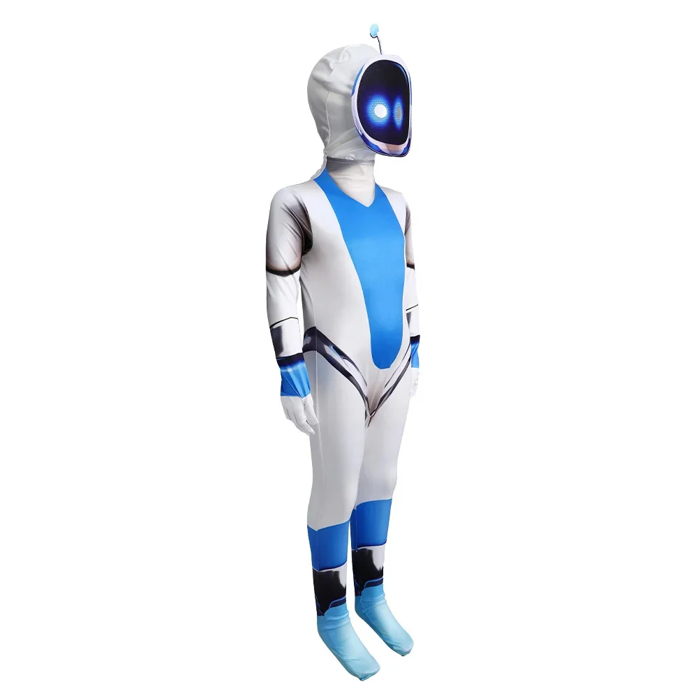 Süßes Spiel Astro Bot Cosplay Kostüm Tierspiel Astro Bot Bodysuit Overall Maske Kinder Erwachsene Party Kostüm