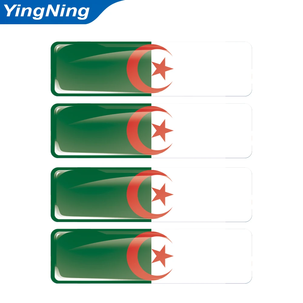 

4Pcs Algeria Flag Car Sticker 3D Epoxy Resin Decal Algerian National Flag Stripe Auto Door Bumper Trunk Decoration Accessories