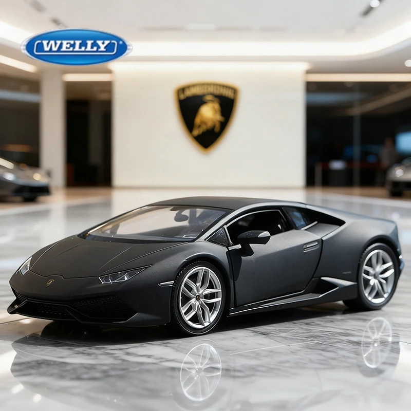 

WELLY 1:24 Lamborghini Huracan LP610-4 легкосплавный автомобиль, литье под давлением и игрушечный транспорт, модель автомобиля, миниатюрная масштабная модель автомобиля, игрушечный автомобиль для детей