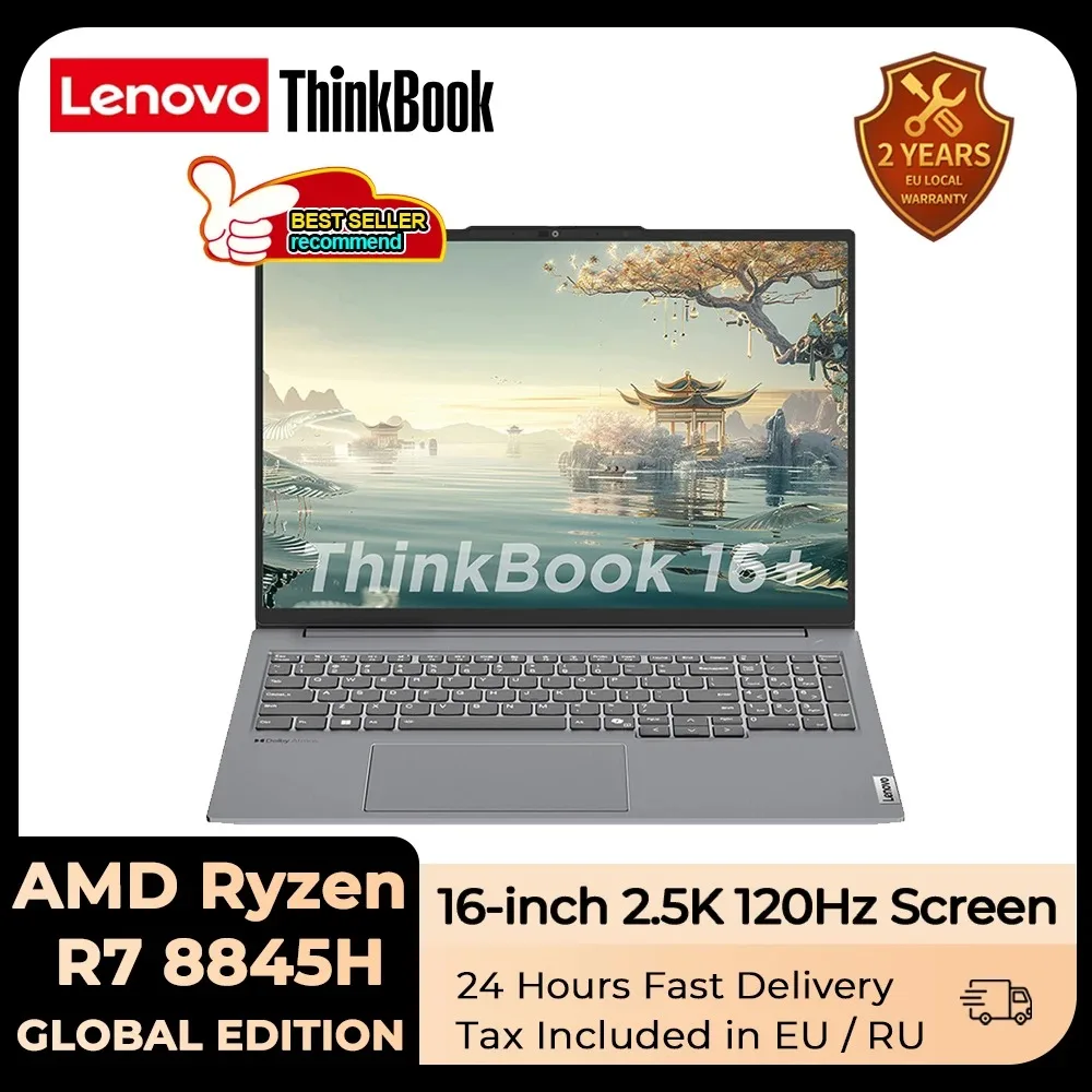 Lenovo Laptop ThinkBook 16+ 2024 AI AMD Ryzen R7 8845H Radeon 780M RAM 16GB LPDDR5x 1T SSD 16-inch 2.5K 120Hz Screen Notebook PC