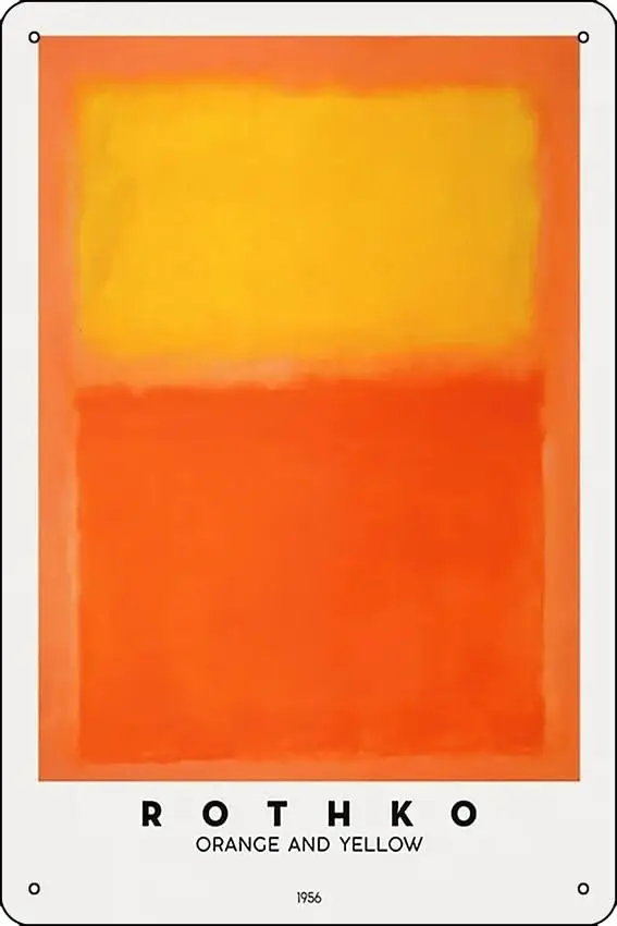 ;Mark Rothko - Orange and Yellow 1956 Poster Funny Metal Tin Sign for Home Kitchen Bar Room Garage Decor