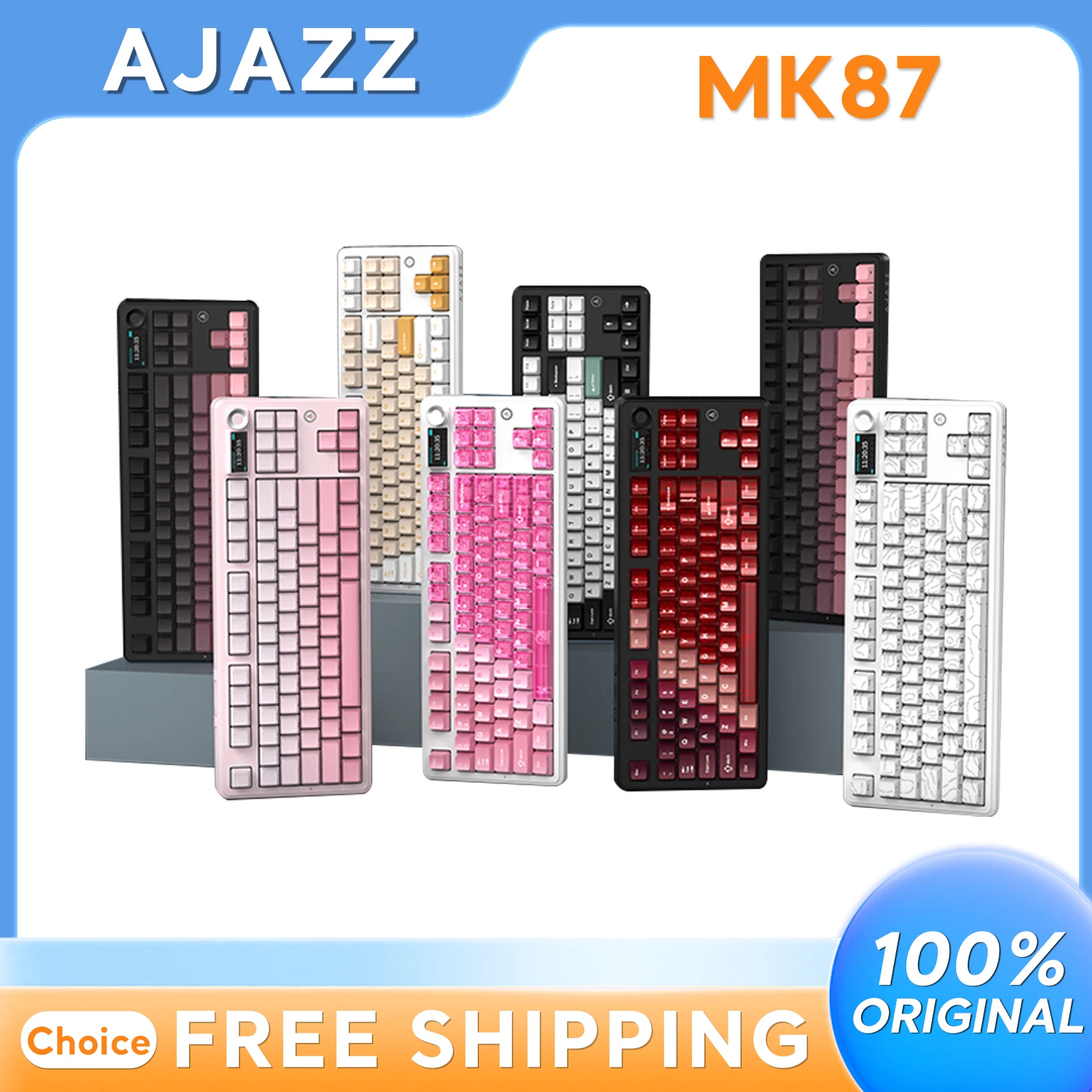

AJAZZ MK87 RGB Mechanical Gaming Keyboard Bluetooth USB Connection Hot-Swappable Keys Tri-Mode Wireless Gasket Design Consol