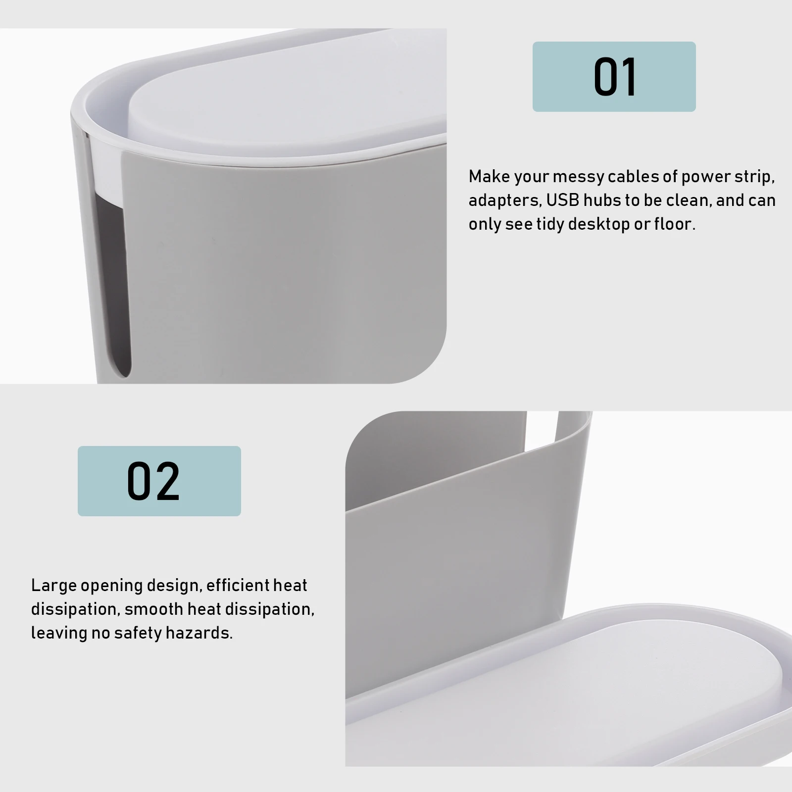 

Power Cord Organizer Box for Cables Data Line Storage Holder Household Plastic Cable Management Solution Large Opening for power