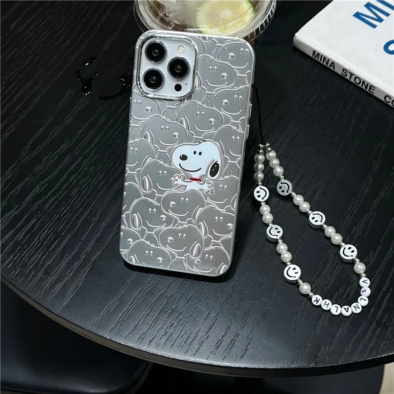 Snoopy Cartoon Cute Phone Case for Iphone14 13 12 11 Pro Max Mobile Phone Protective Shell with Lanyard Anime Shockproof Cover