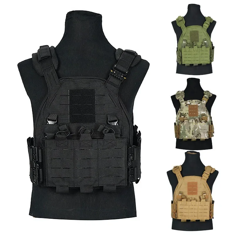 

Tactical Vest for Men 1000D Nylon Quick Release Laser-Cutting Modular Vest Paintball Training