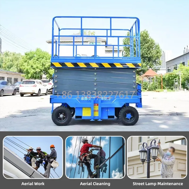 Corrosion-resistant Solid Rubber Tires 4m-16m Manual Scissor Lift Durable Large Load Capacity for Aerial Work