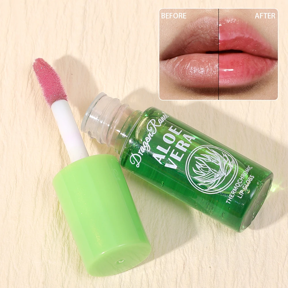 Brillo de labios que cambia de Color, duradero, no es fácil de decolorar, lápiz labial de Aloe Vera, bálsamo labial hidratante que cambia de temperatura nutritivo de Color