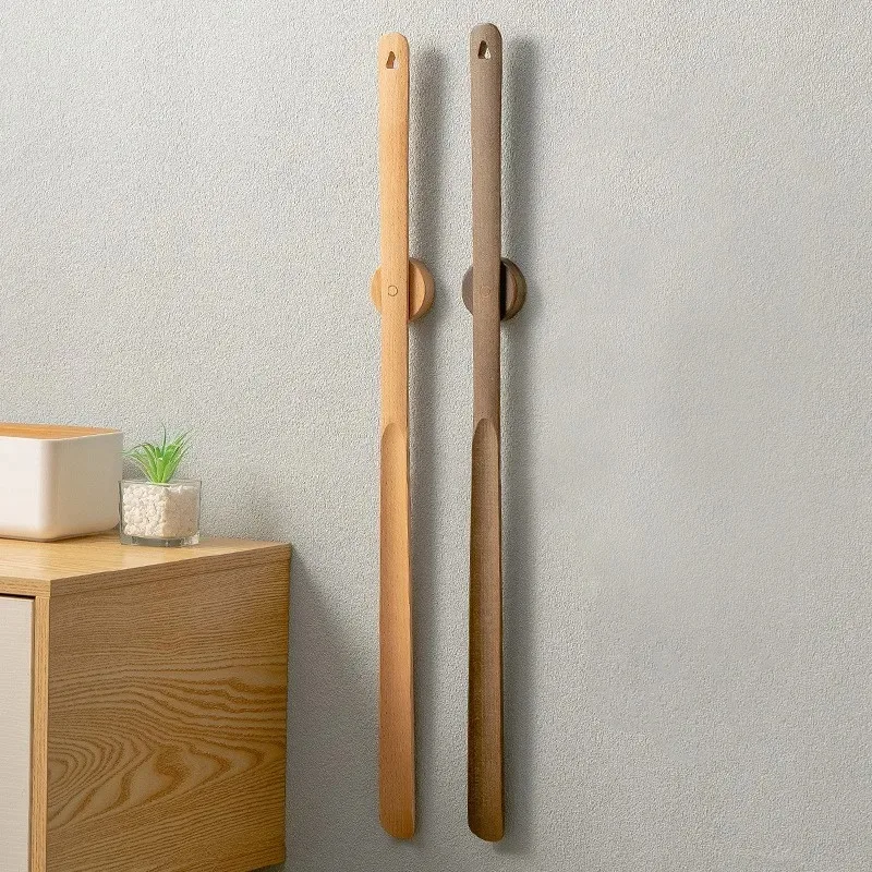 3 Farben optional 75 cm verlängerter Schuhanzieher aus Buchenholz, magnetische Wandaufbewahrung, langer Griff, gebogener Schuhzieher für zu Hause für alle Jahreszeiten – Detail 2