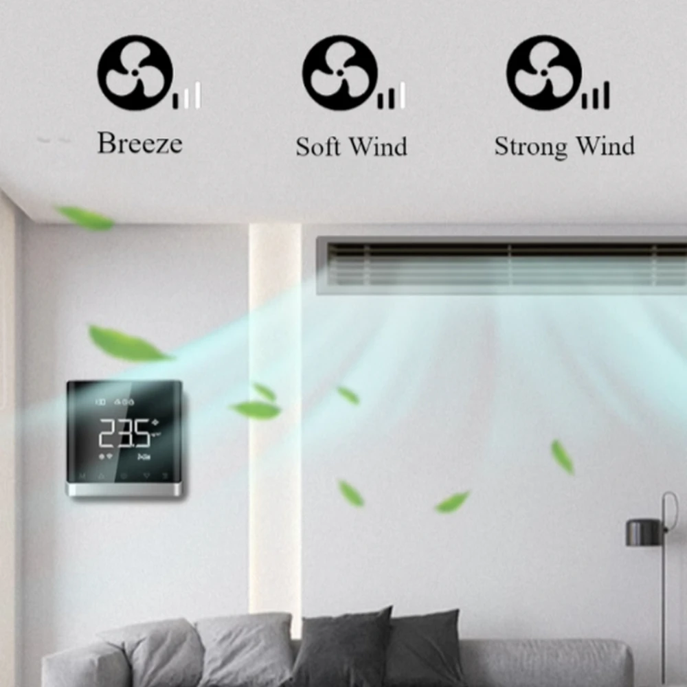 WIFI Smart Home CO2 PM2.5 Fresh Air วาล์วระบบ Fan Coil Unit เครื่องลดความชื้นระบายอากาศ Controller คุณภาพทํางานร่วมกับ App thermostat d'ambiance pour chaudière matter smart home dehumidifier ventilation control ventila