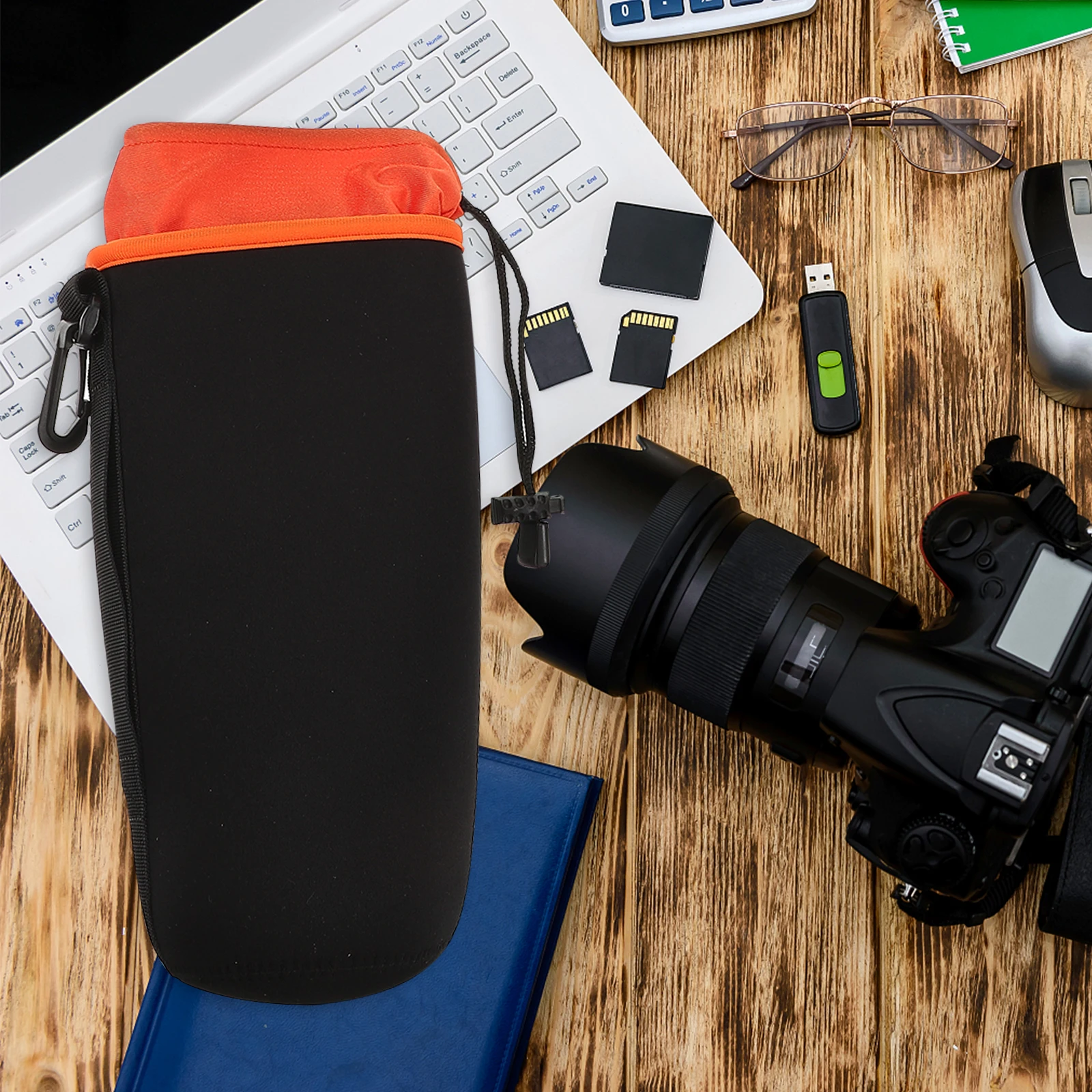 

4Pcs Waterproof Camera Lens Storage Bags Drawstring Protective Cases for Travel Hiking Outdoor Use Thick Interior Lens Protector