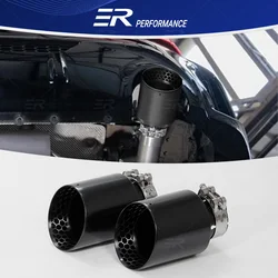 ER Upgrade Exhaust Tip Car accsesories Honeycomb matte black Stainless Muffler for Golf GTI MK7 Tail Tips Modify ER LOGO