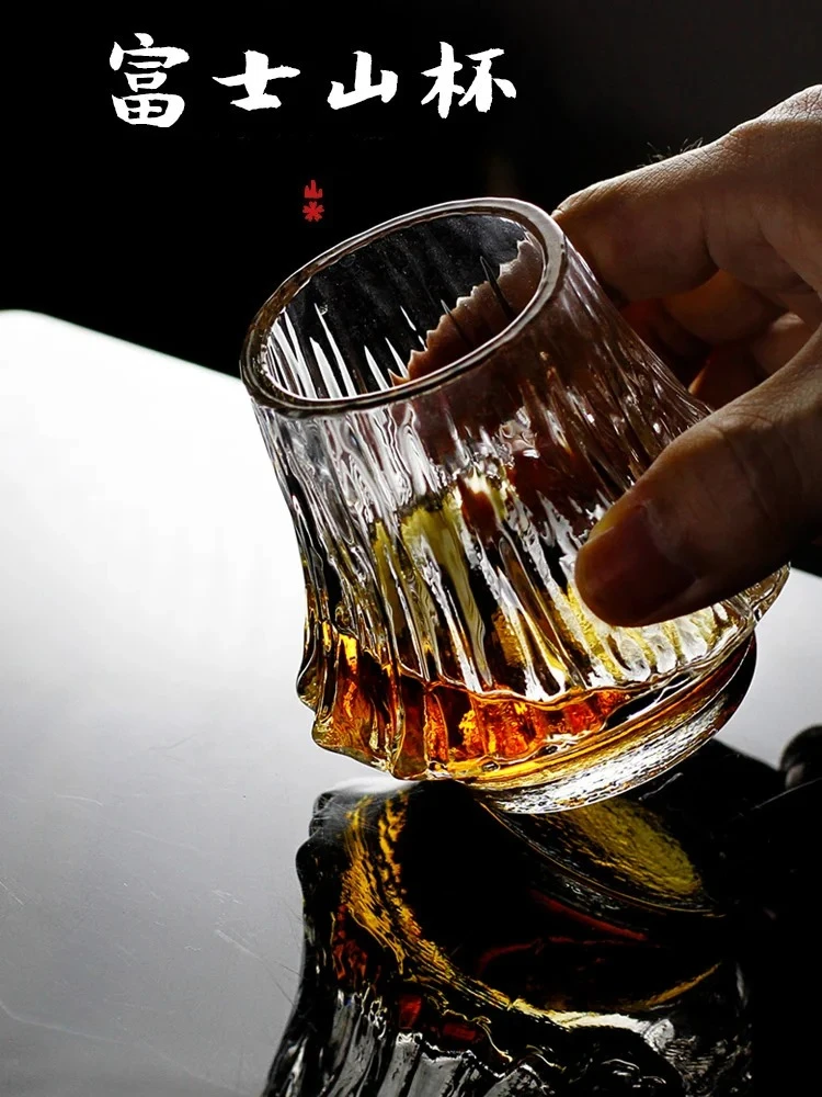 Art Handmade Flame Mount Fuji glass Edo glass Japanese style Wine Glass Whisky Scotch