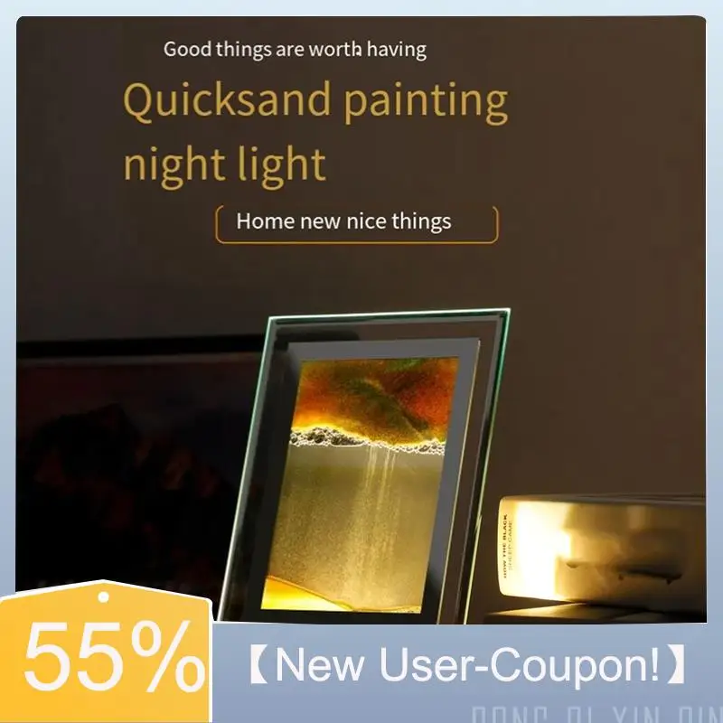 

【Fast Delivery】Sand Art Moving Night Lamp Craft Quicksand 3D Landscape Flowing Sand Picture Hourglass Gift LED Table Night Light