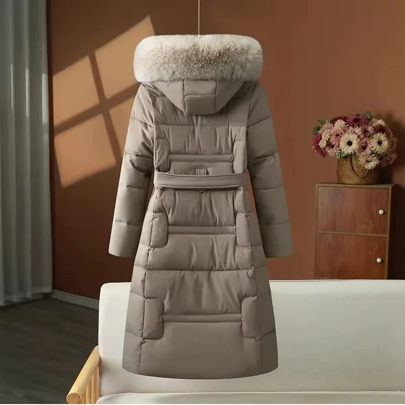 2025 neue Winter Unten Jacke Frauen Parkas Mode Hochwertige Warme Baumwolle Gefütterte Mantel Damen Langen Mantel Mit Kapuze Over Tops