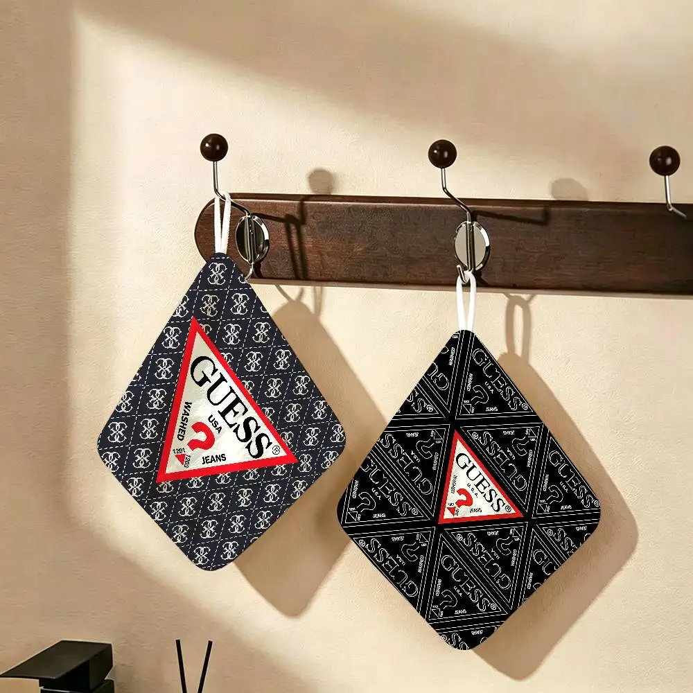 Fashion G_GuessS Logo Printed Polyester Cotton Daily Towel, Hanging Kitchen Hand Wiping Cloth, Durable for Whole House Use