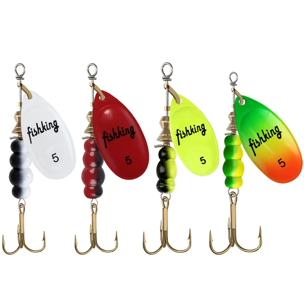 4pcs/pack Metal Fishing Lure Spinner Baits 3.9g 4.6g 7.4g 10.8g 15g Rotating Spoon Lures Spinners With Treble Hooks Pike Baits