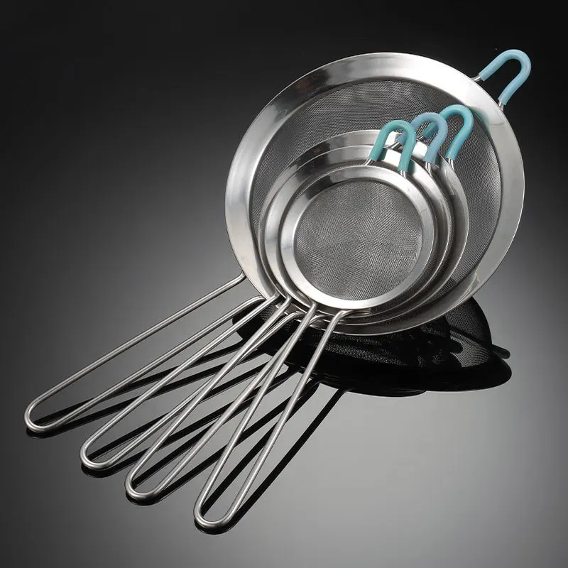 

60 Fine Mesh Stainless Steel Kitchen Strainer Filter Food Waste Sieve Hook Oil Colander Goods for Home Special Accessories