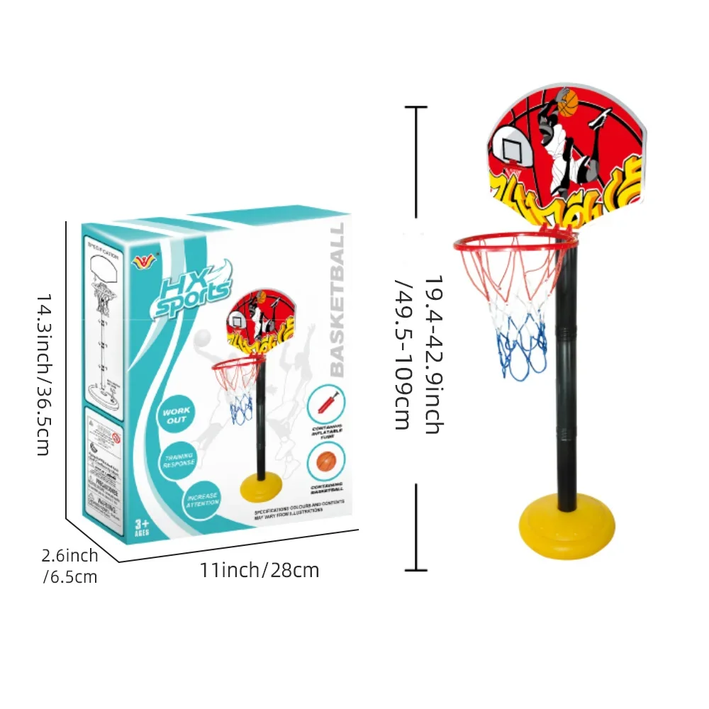 Kids' Adjustable Basketball Rack Indoor and Outdoor Fun Boy Basketball Sport Games Children Toys 6 to 10 Years