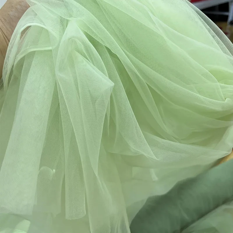 Avocado verde salvia morbido tessuto di Tulle tagliato a misura matrimonio celebrazione tenda abbigliamento maglia Layout sedia schienale filato