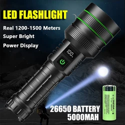 High Power LED Flashlight Type-C Rechargeable Strong Light Lamp Super Long Range Tactical Torch Outdoor Portable Camping Lantern