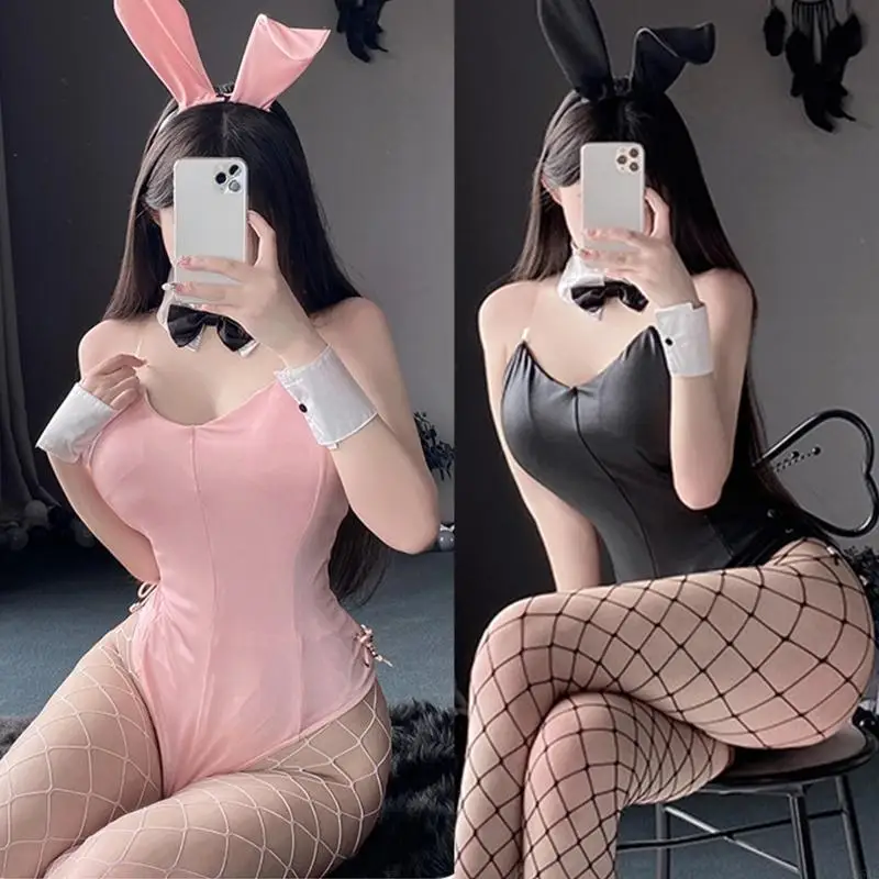 

85WE Sexy Cosplays Costume Maid Outfit Hollow Out Stockings Pieces Bodysuits