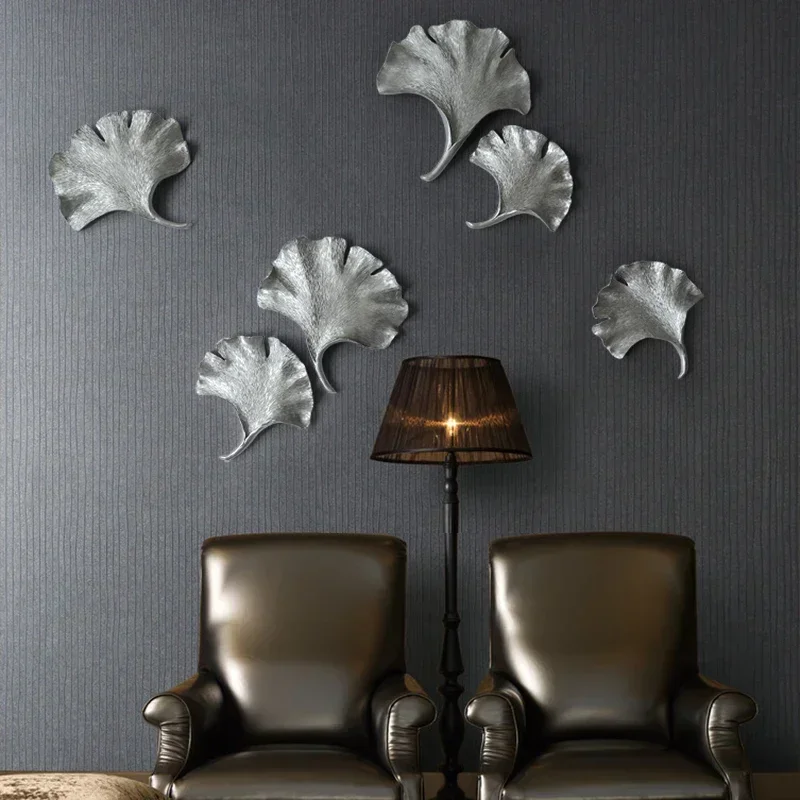 European Resin Ginkgo Biloba Wall Mural Home Furnishing Creative Ornaments Stereo Wall Background Hanging Leaf Crafts Decoration