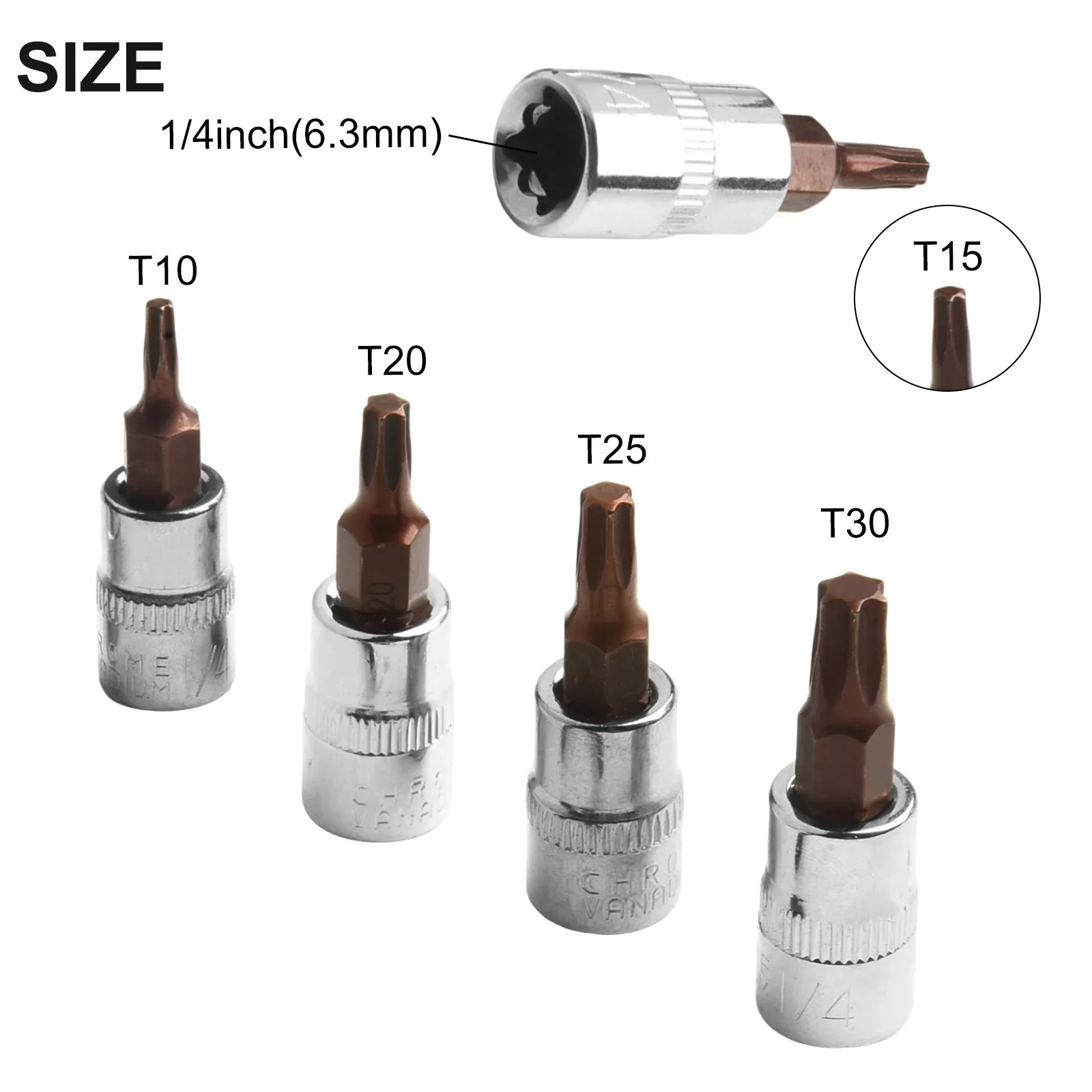 5pcs Screwdriver Bit 1/4Inch Drive Socket Advanced Alloy Steel Hex Shank Dia 6.35mm Mechanic And Repair Work Electrician Tasks