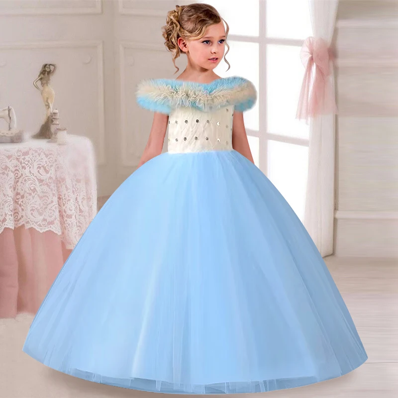 Elegant Girl Tail Tulle Evening Dress Luxury Birthday Party Cocktail Dress Peng Huatong Formal Wedding Stage Host Dress 4-14 Yea