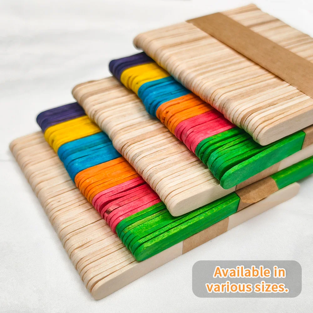 ไม้แท่งสำหรับงาน DIY 50/100 ชิ้น วัสดุก่อสร้างบ้านจำลอง ไม้ธรรมชาติ สำหรับงานฝีมือและเครื่องมือคนผสม