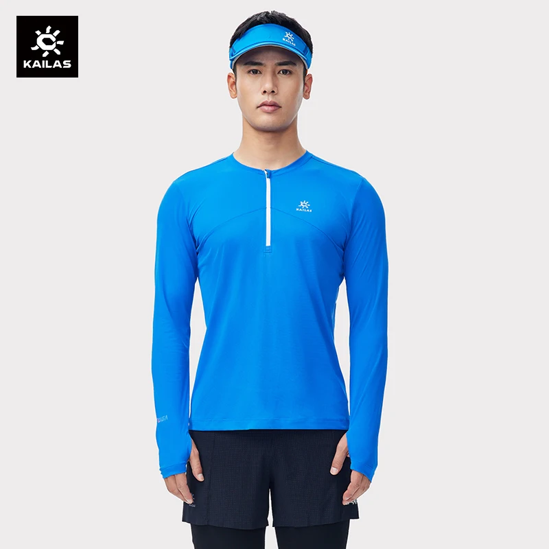 KAILAS Men's Quick-drying Long Sleeve T-shirts 2024 New Pullover Casual Running Half Zipper Breathable Lightweight Top KG2237101