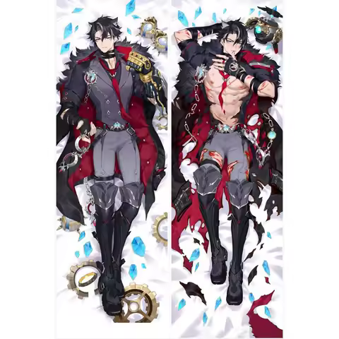 Anime Decor Pillow Case Genshin Impact Wriothesley Dakimakura Waifu Pillowcase 2-Side Print Hing Body Cushion Cover Gift