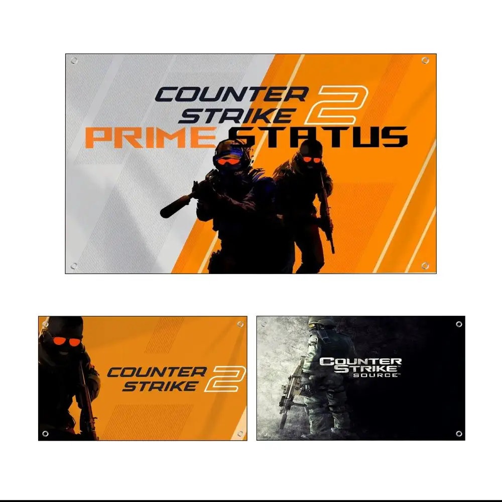 C-Counter-Strike 2 Flags Custom Wall Hanging Background Art Banner For Bedroom Home Living Room Outdoor Decor
