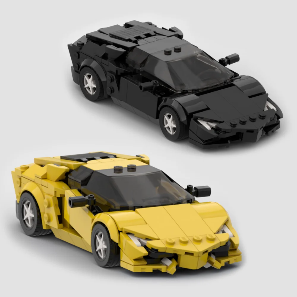 MOC Brick Lambo Poison V2 Gallardo Hurricane Aventador SVJ Countach Sian Miura Racing Sports Car Champion Blocks Retro Cars Toys