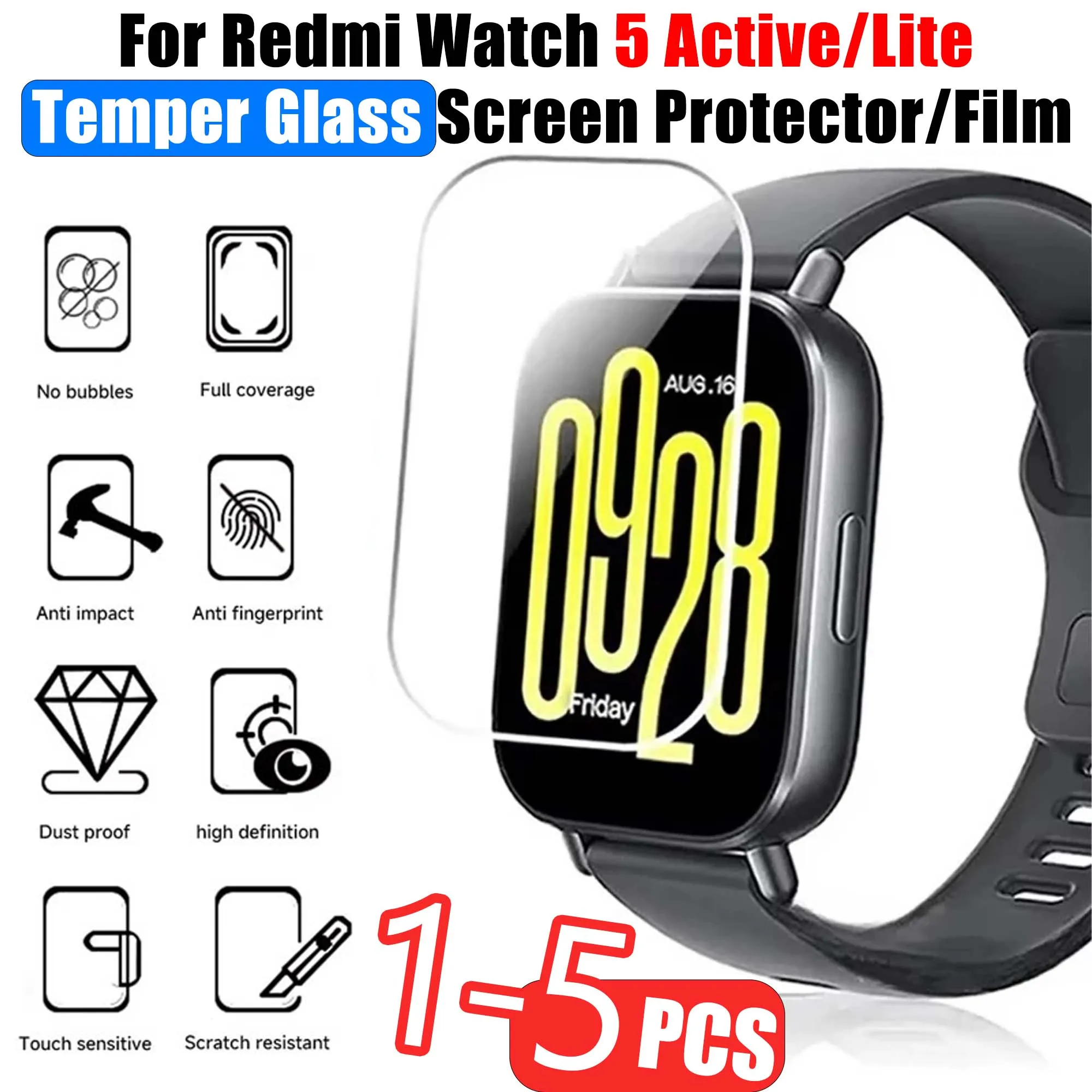 Anti Scratch Screen Protector For Redmi Watch 5 Active Tempered Glass Protective Film For Xiaomi Redmi Watch 5 Active Lite