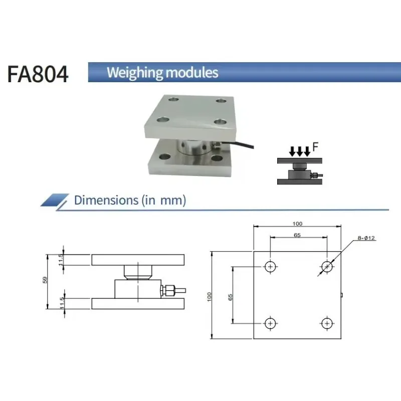 

IN STOCK Heavy-duty Weighing Assembly with Compression Load Cell 1 ~ 100kN Weighing Model for Silo Weighing