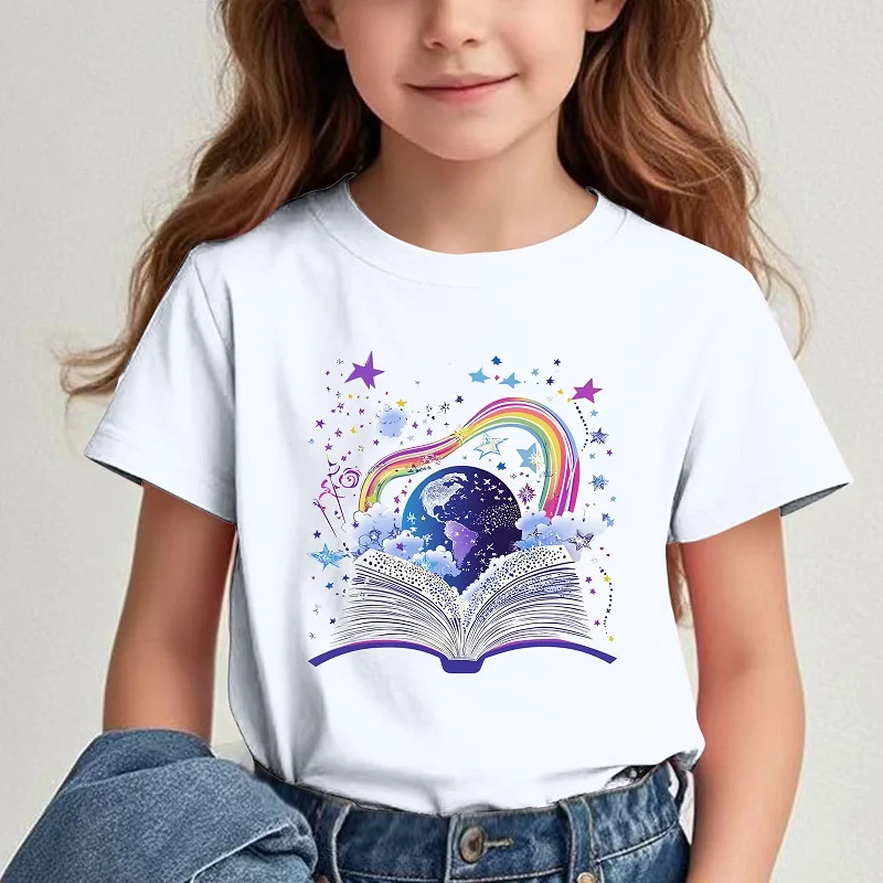Summer Kids' Foreign Trade Collection: New Western-style cartoon-printed short-sleeved casual round-neck T-shirt