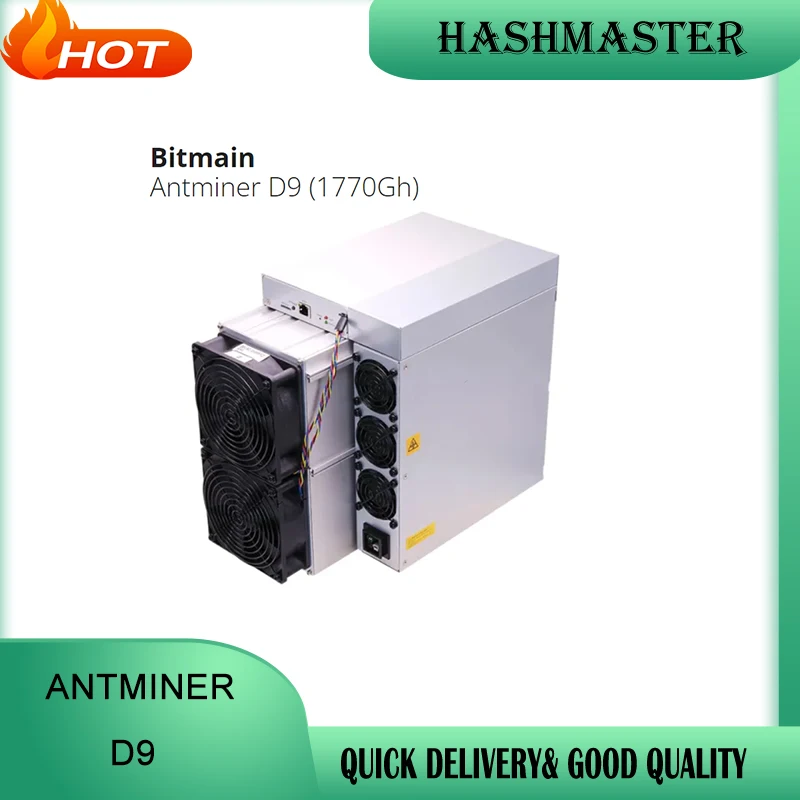 Antminer D9 (1770Gh) from Bitmain mining X11 algorithm with a maximum hashrate of 1.77Th/s 2839W power consumption