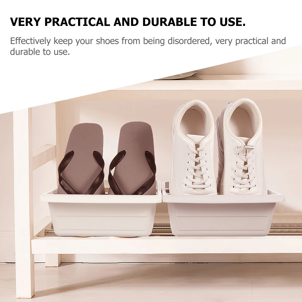 

2 Pcs White Vertical Shoe Rack Simple Living Room Sneaker Tray Shelf Storage ganizer Space Saving Durability Shoe Boxes