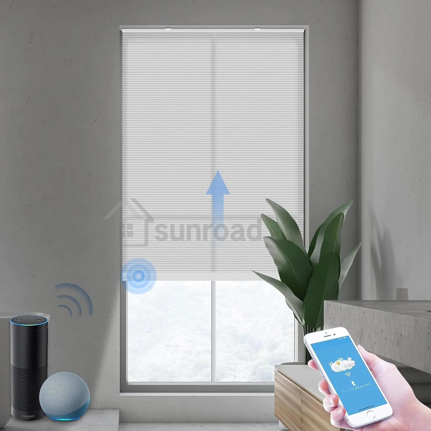 Custom-made Sunroad ZigBee Smart Blind Lite  Semi-Transparent Cordless Honeycomb Blinds,  Smart Control