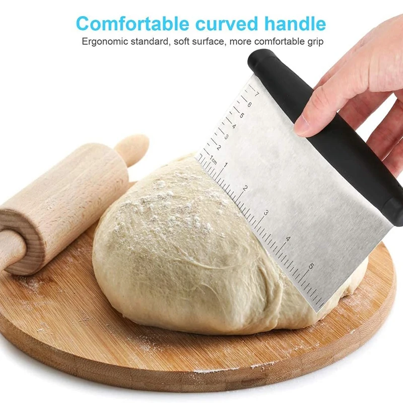 Stainless Steel Dough Scraper Chopper Dough Cutter for Bread and Pizza Dough Pastry Cutter for Kitchen with Silicone Handle