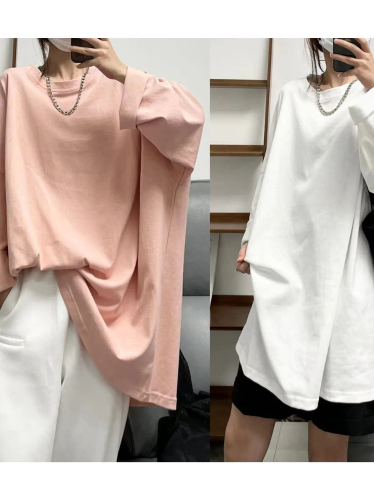 

Мужская и женская футболка Oversize Neutral Sle oulder Drop Long Sve Color Street Sle из чесаного хлопка Batwing Sve