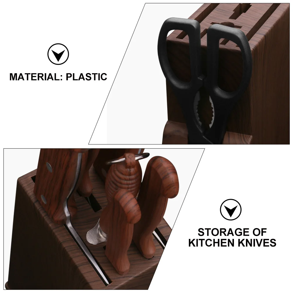 

Knife Holder Storage Box Kitchen Cutter Rack Imitation Wood Grain Tool Shelf Desktop Silverware Organizer Household Storage
