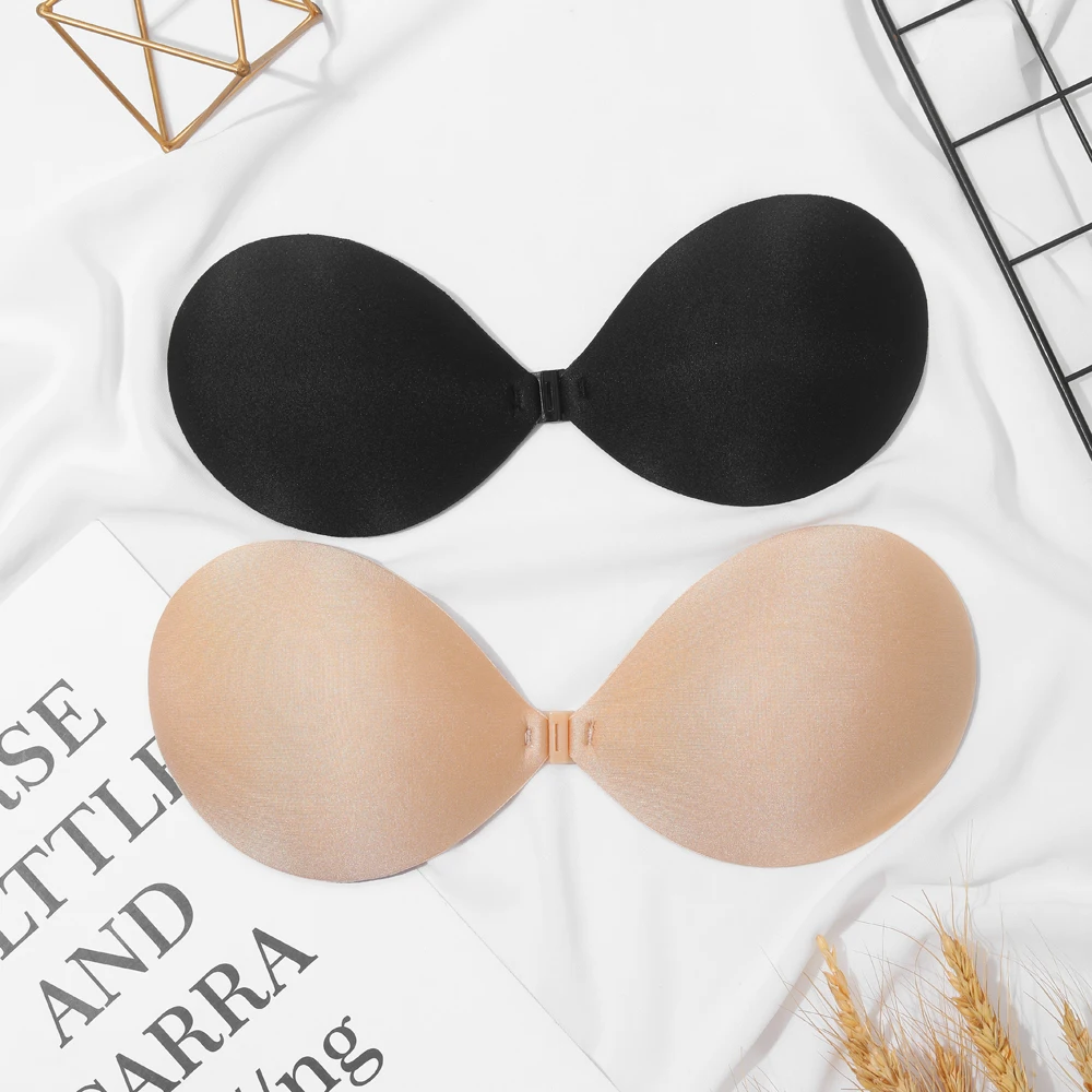 VKME Sexy Women Invisible Push Up Bra Self-Adhesive Silicone Bust Front Closure Sticky Bra Skin Backless Strapless Bra