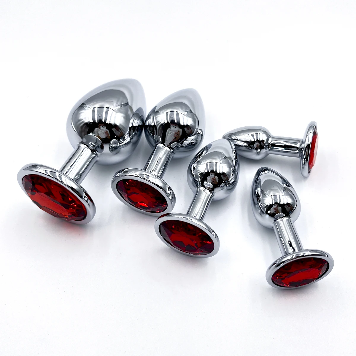 Metal anal plug with red gem base,beginner to expert,5 size butt plug,g-point massage, dildos,sexual wellness,adult sex toys