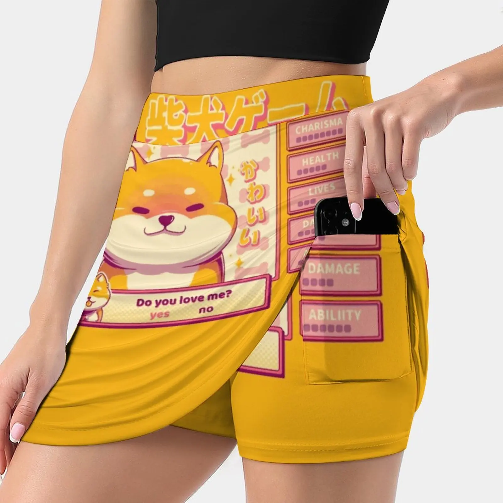 Shiba Novel Fake Two-Piece Hakama Skirt Women Pencil Skirts Workout Sports Mini Skirt Shiba Love Game Visual Novel Dog