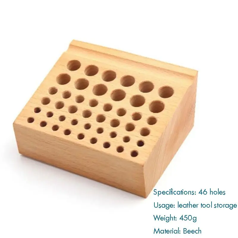 Wood Leathercraft Tool Storage Rack Wooden Leather Craft Stamping Punching Tool Stand Holder Box Organizer 46 Holes