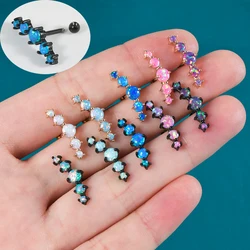1PC Surgical Steel Opal Ear Tragus Cartilage Stud Helix Piercing Screw Ball Lobe Earrings Barbell Jewelry