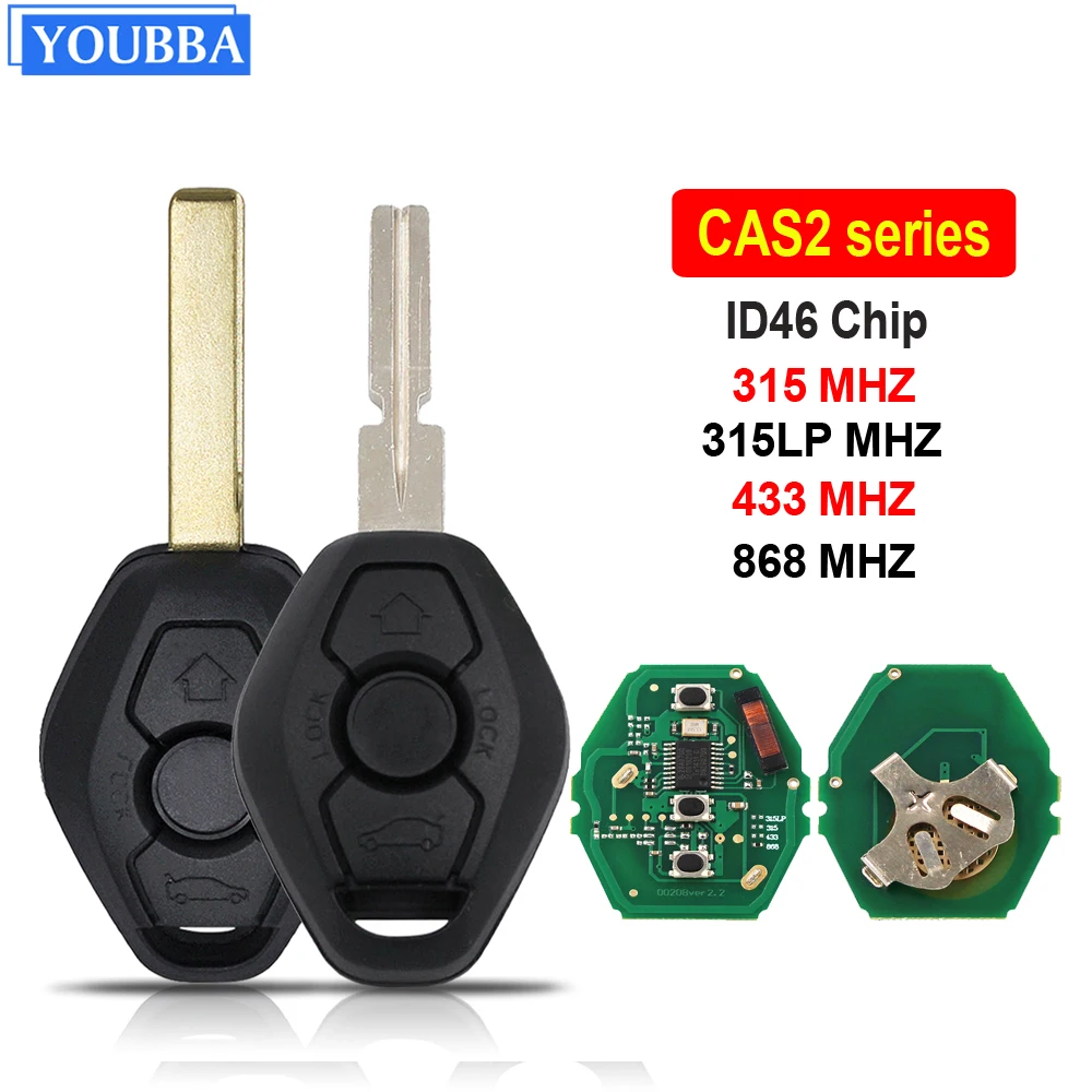 YOUBBA CAS2 System for BMW 3/5 7 Series E46 E60 E83 E53 E36 315LP/315/433/868 Mhz ID46 7953 Chip HU58 HU92 Blade Remote Car Key