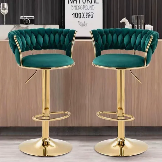 New Bar Chair Luxury Fashion Bar Chair Stool Lift Swivel Back Velvet High Stool